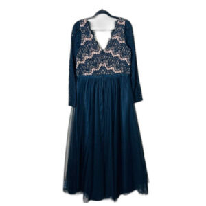 NWT City Chic Womens Plus Black Lace Netted Skirt Evening Formal Gown 16